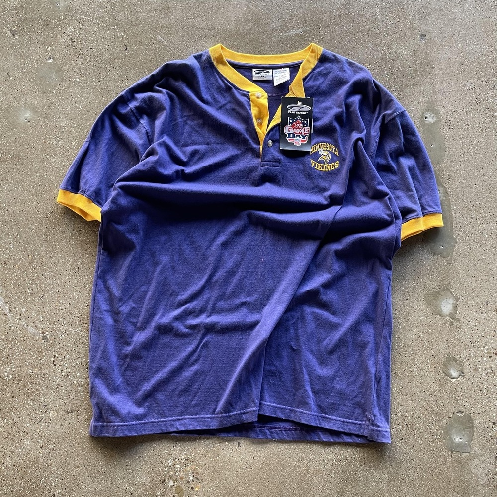 Vintage Minnesota Vikings Shirt Mens XL Purple Yellow NFL Football Game Day 90s